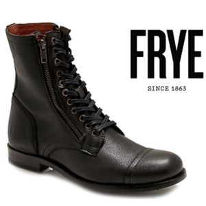 FRYE Tyler Double ZIP Combat Boots Size 7.5 M BLK
